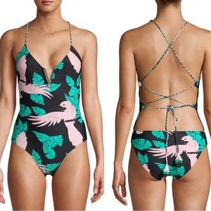 NWT Bird Tropical Print One Piece Swimsuit